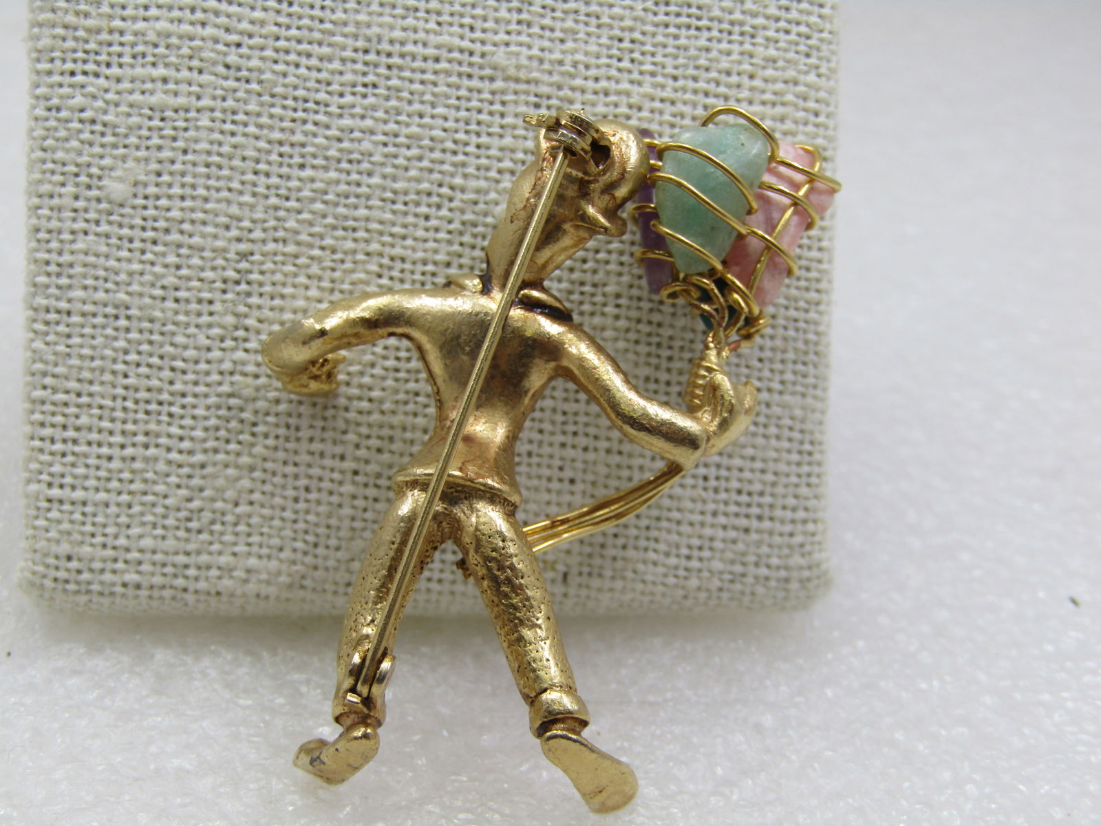 Vintage Balloon Mime/Salesman Brooch, Agate Balloons, Mid-Century - 4