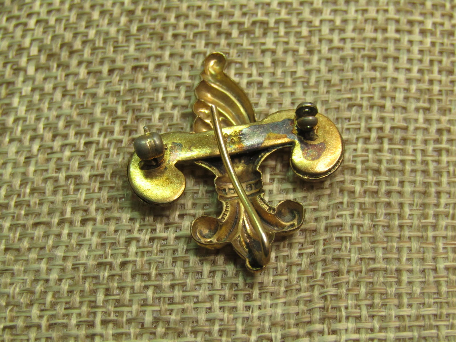 Vintage 12kt G.F. Watch Holding Brooch, Fleur-de-Lis, 1920's-1930's - 3