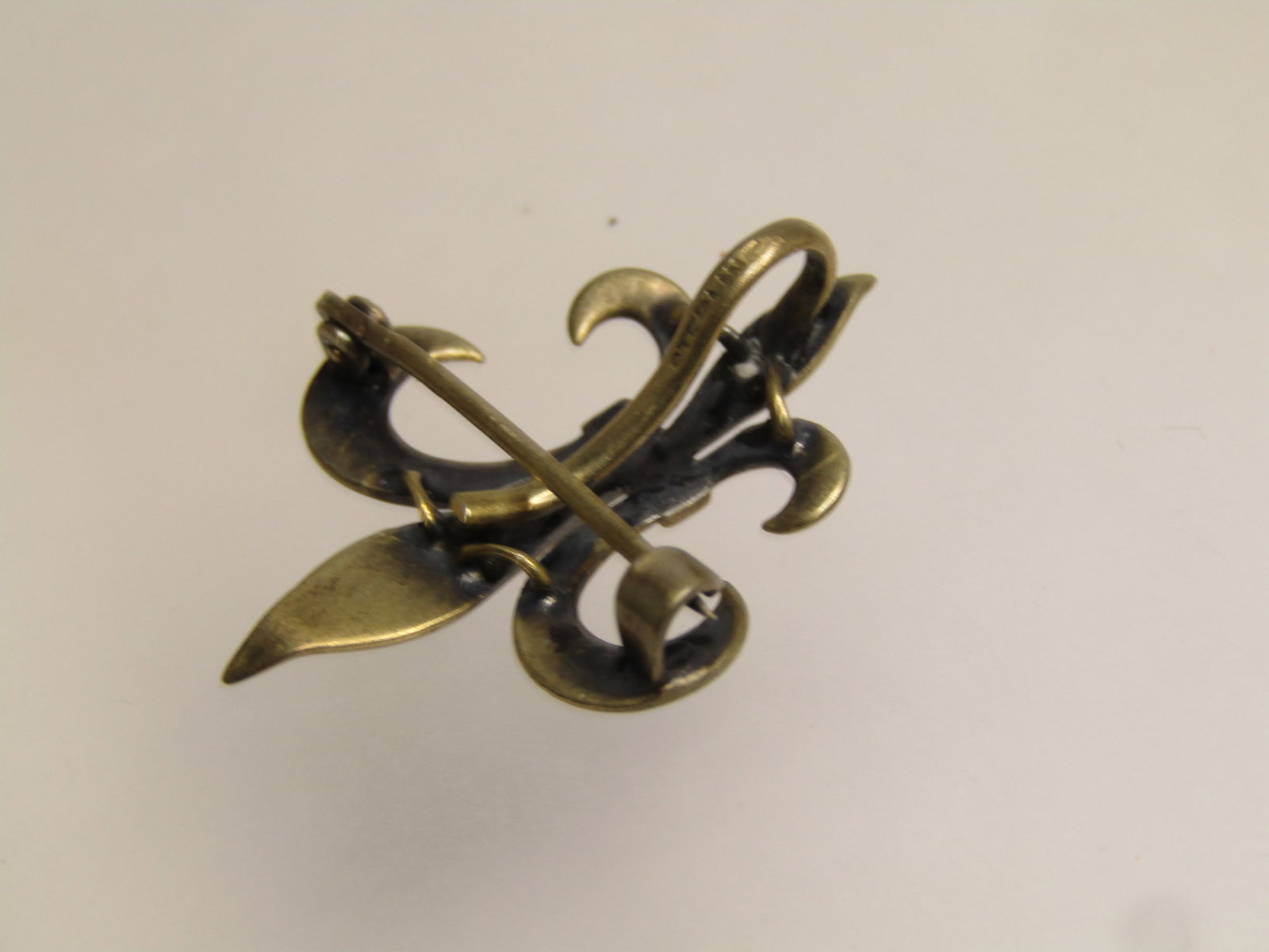 Vintage Sterling Vermeil Fleur-de-Lis Pocket Watch Brooch, C-Clasp, 1920's-1930's - 4