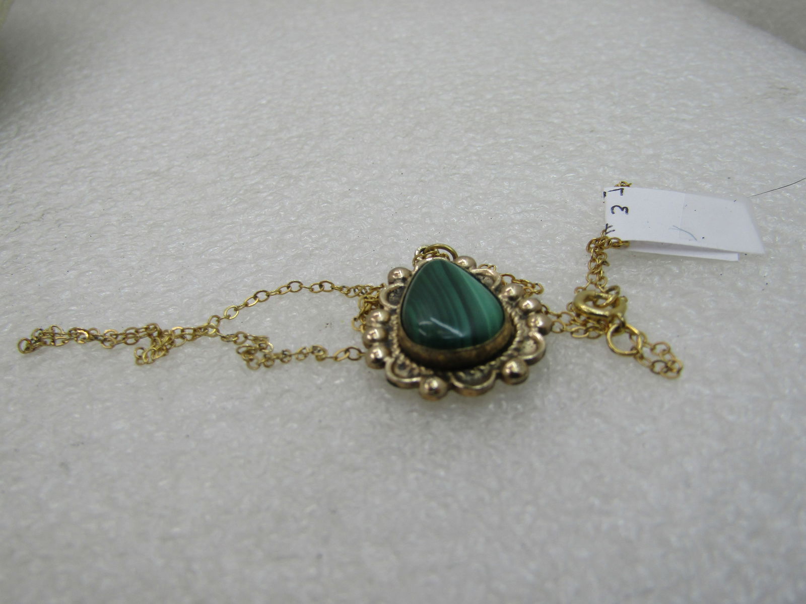 Vintage 12kt G.F. Simulated Malachite Necklace, 18" Mid-Century - 5