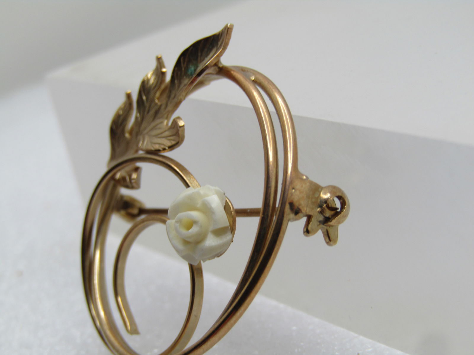 Vintage Spiral Carved Rose Brooch,10kt G.F., 1960's-1970's - 2