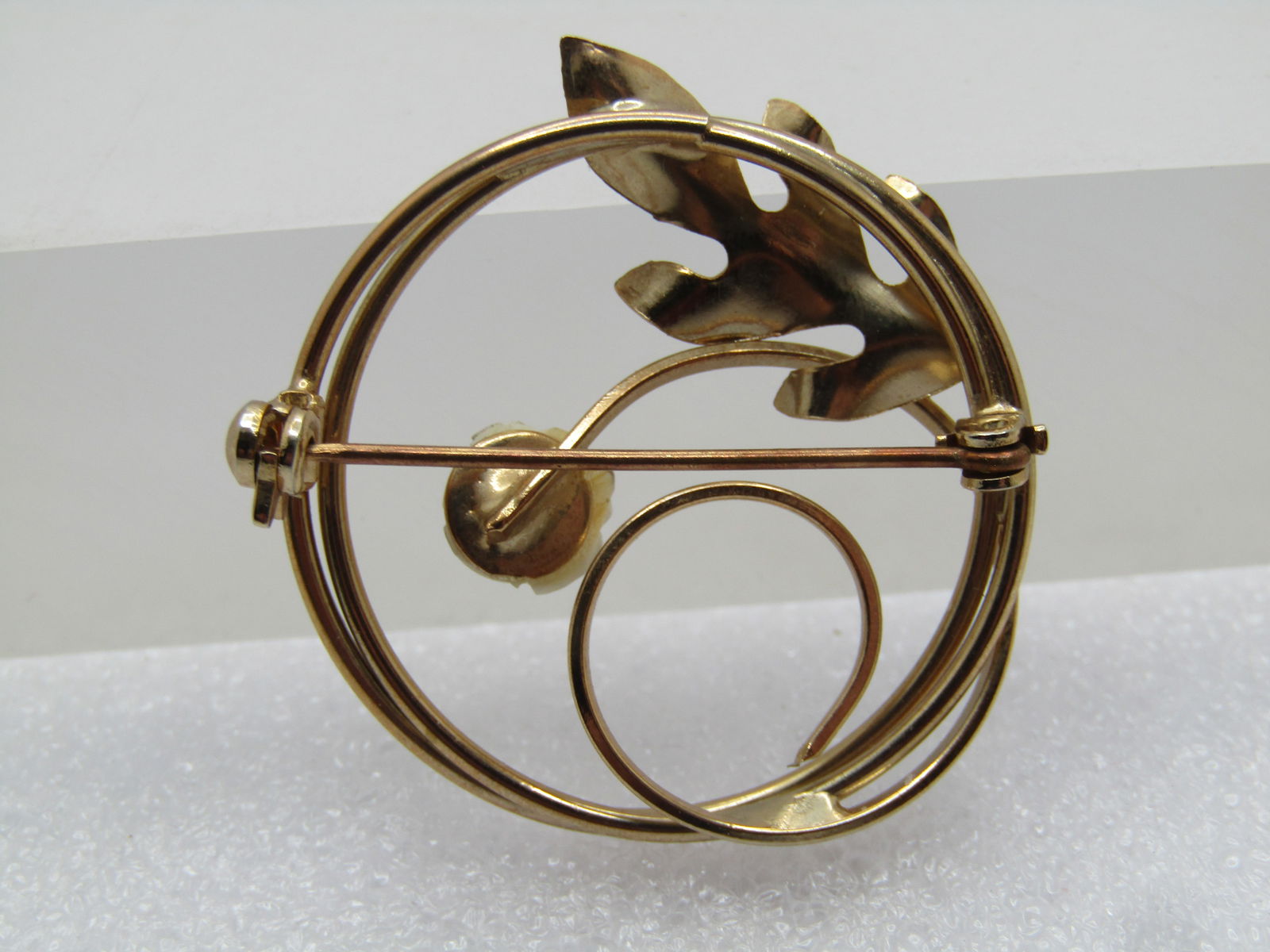Vintage Spiral Carved Rose Brooch,10kt G.F., 1960's-1970's - 4