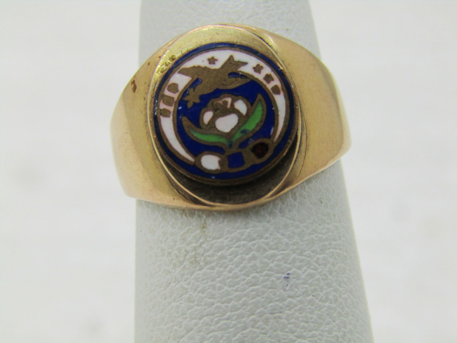 Vintage 10kt G.F. Daughters of Rebekah Enameled Ring, Sz. 2.5, 3.20 gr. - 2