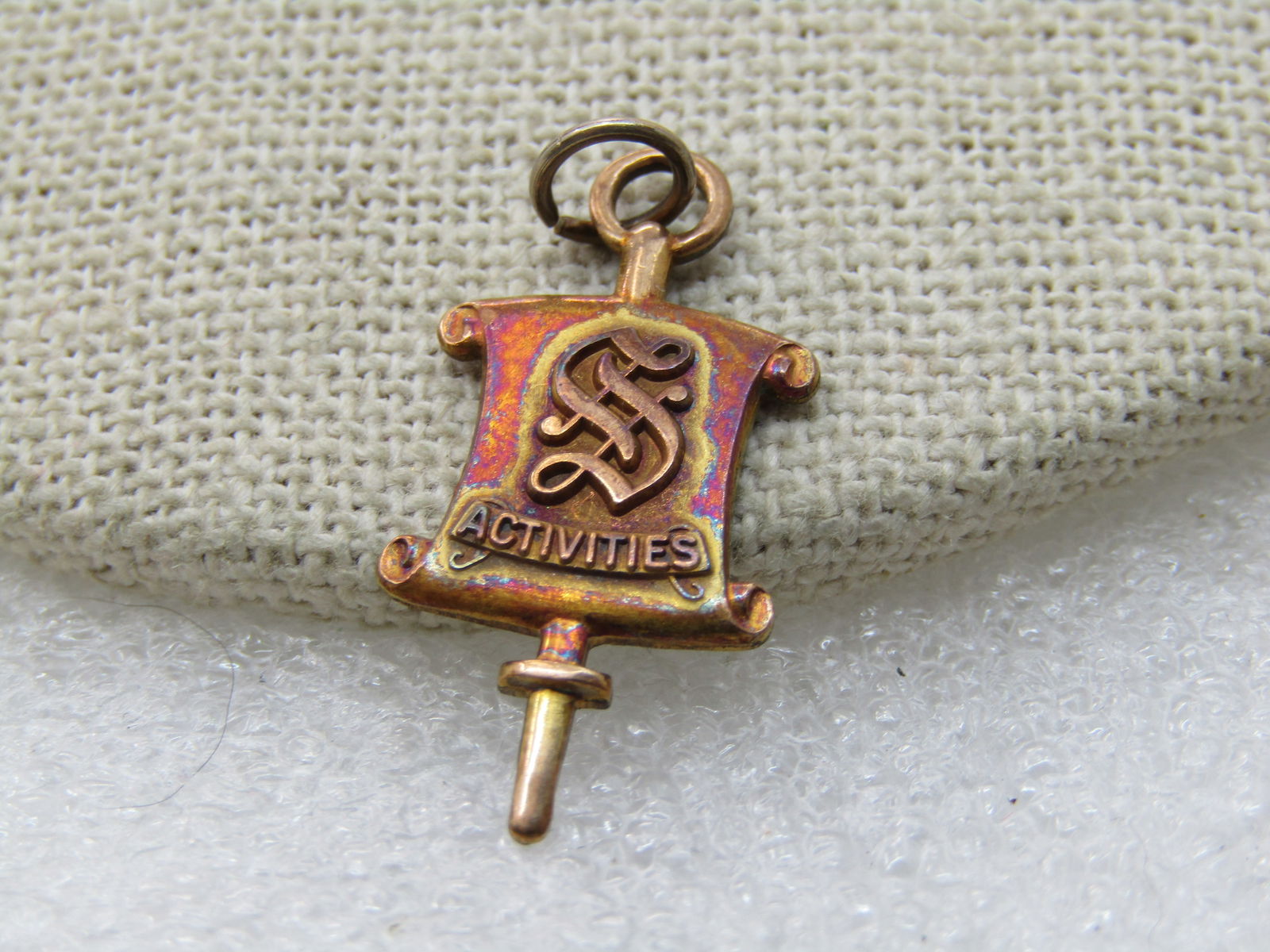 Vintage 10kt G.F. Activites Charm or Pendant, Scrolled, Signed - 2