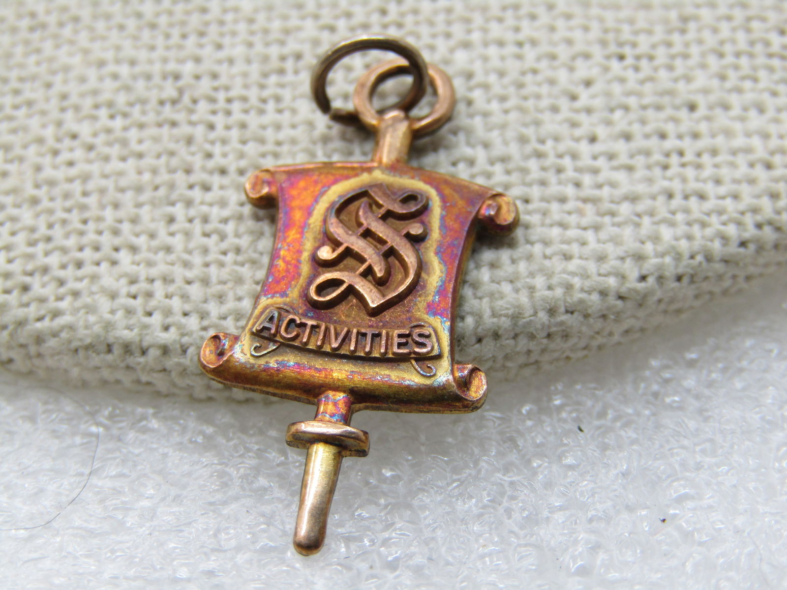 Vintage 10kt G.F. Activites Charm or Pendant, Scrolled, Signed - 3