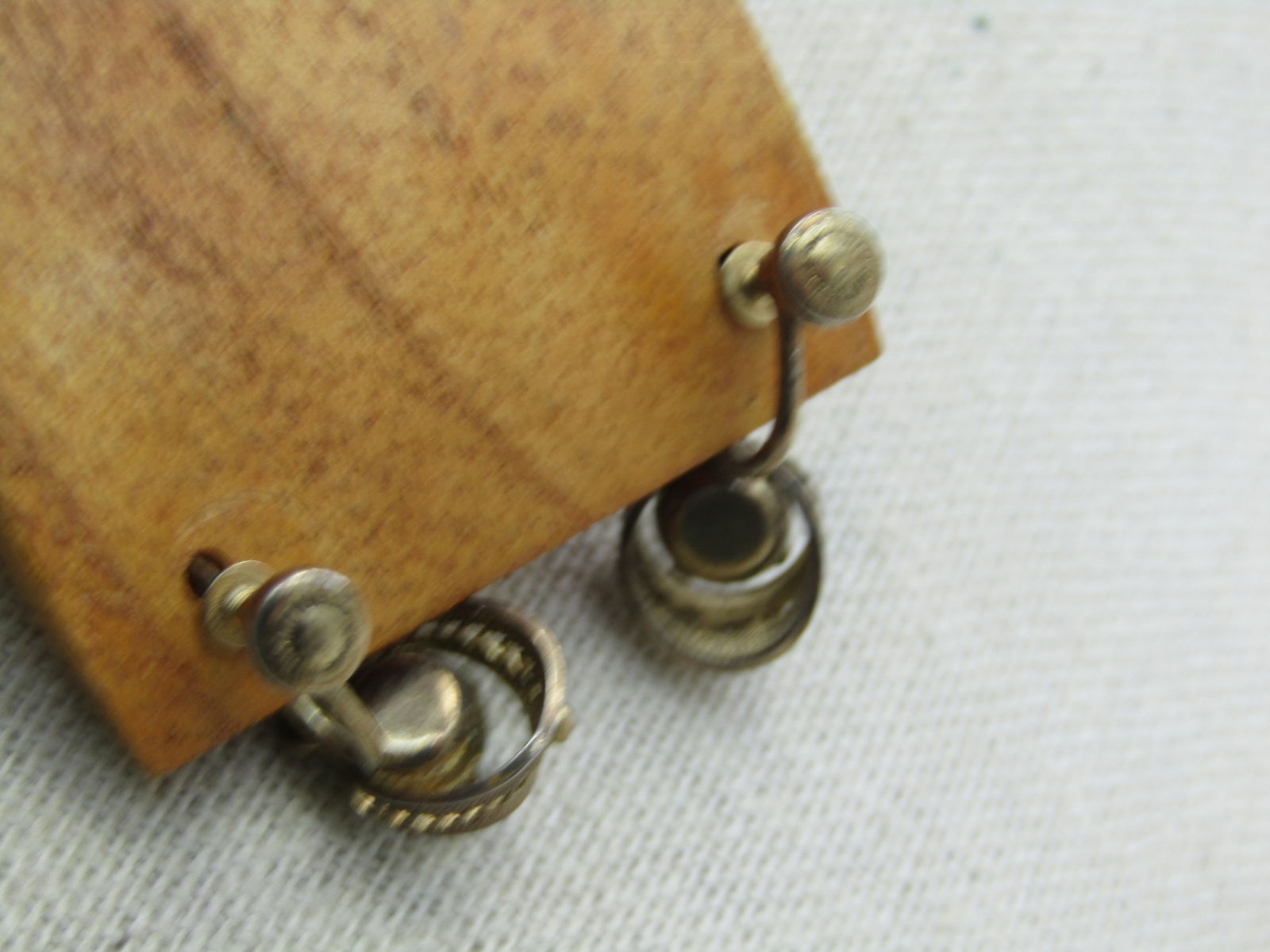 Vintage Sterling Vermeil Jadeite Pearl Earrings, Sorrento Signed, Screw Back , NL - 6