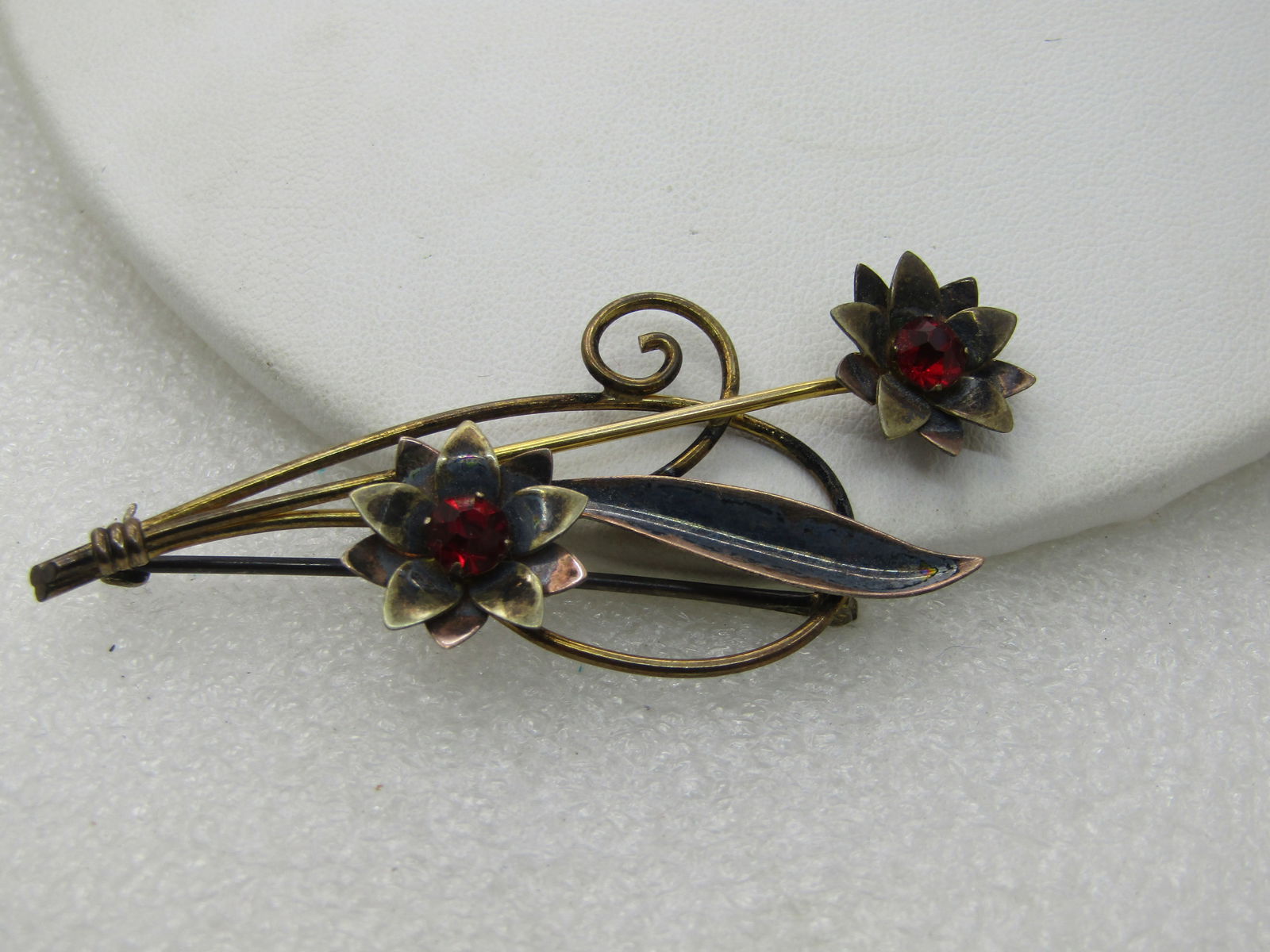 Vintage Van Dell Sterling Floral Brooch, 12kt G.F., 1940's, 2.5" - 4