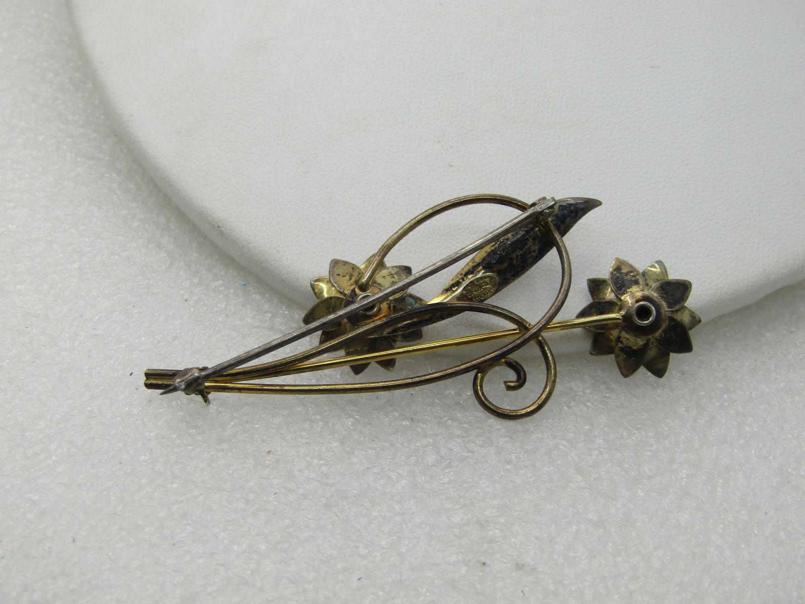 Vintage Van Dell Sterling Floral Brooch, 12kt G.F., 1940's, 2.5" - 5