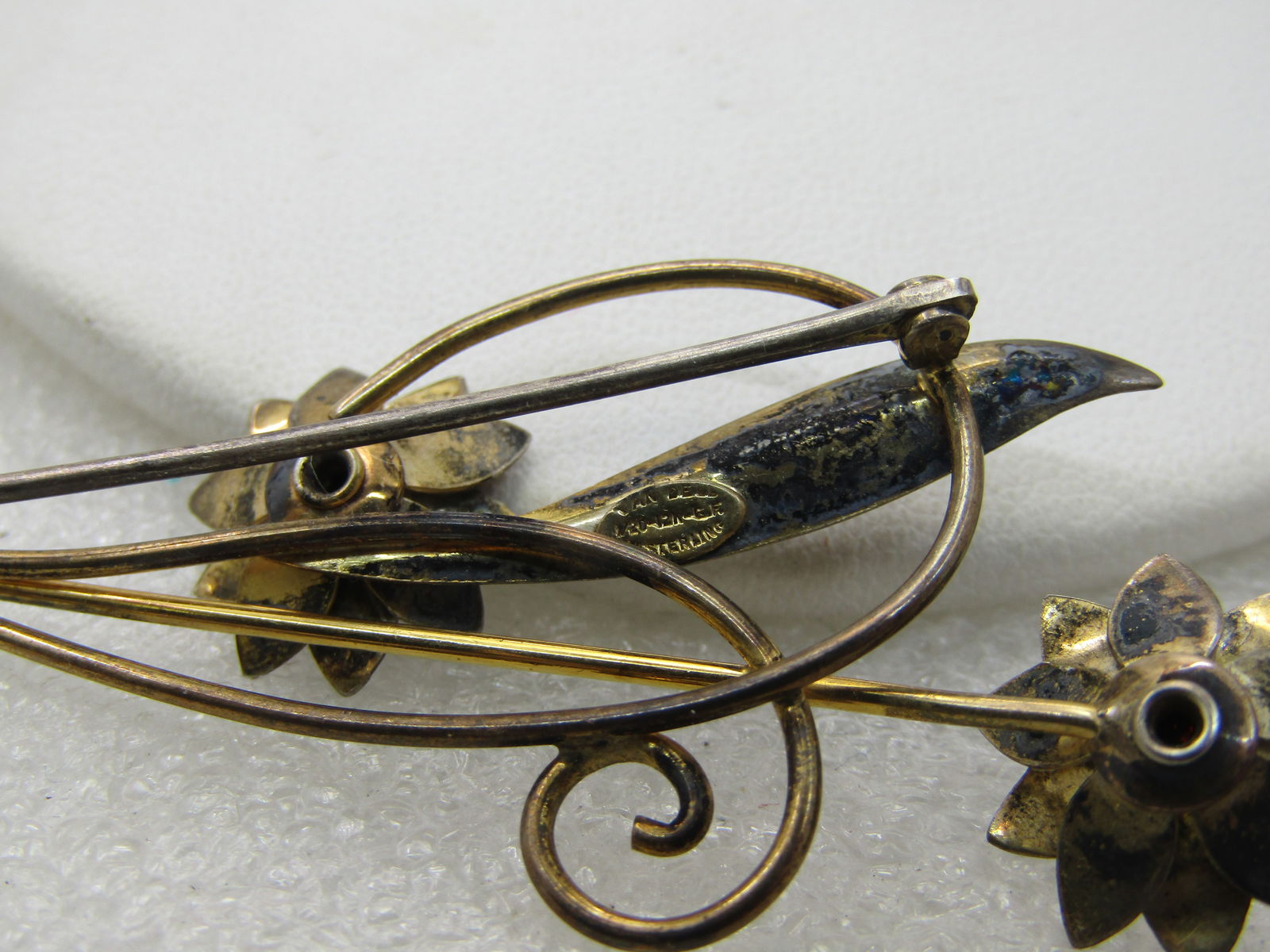 Vintage Van Dell Sterling Floral Brooch, 12kt G.F., 1940's, 2.5" - 6