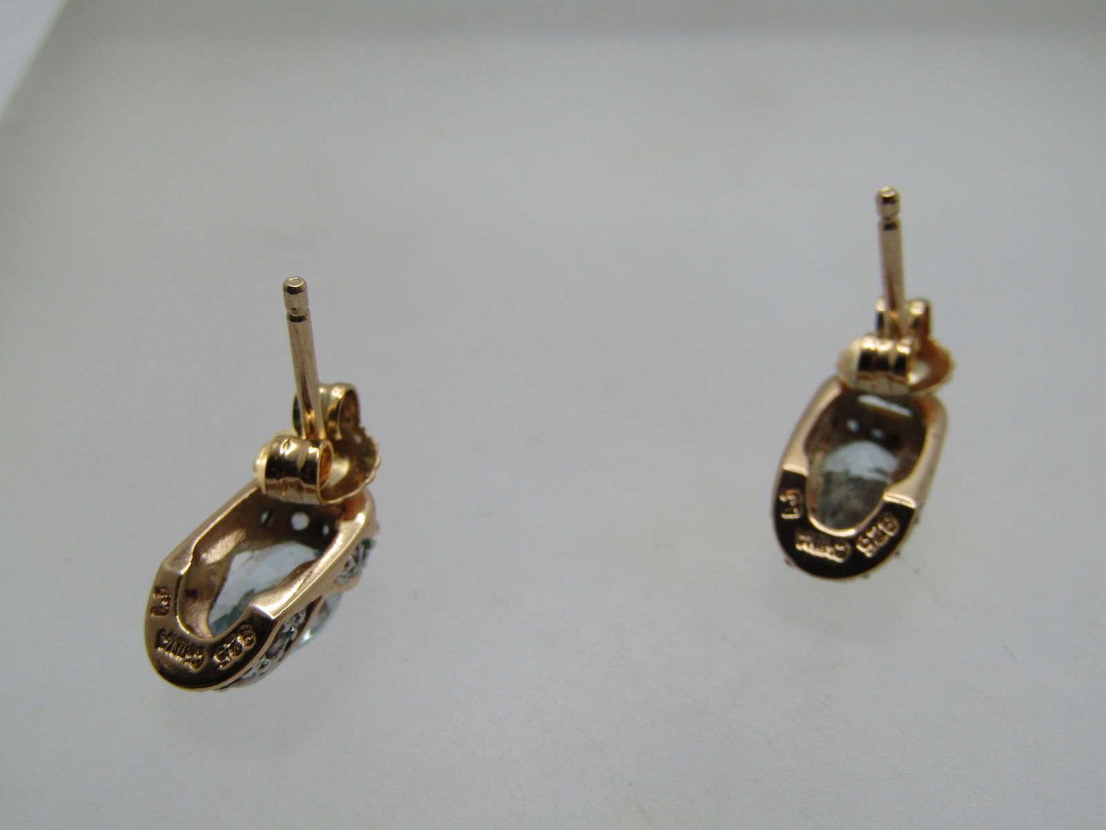 Vintage Blue Topaz Earrings, CZ's, Pierced, 1980's-1990's, Marked .925 - 5