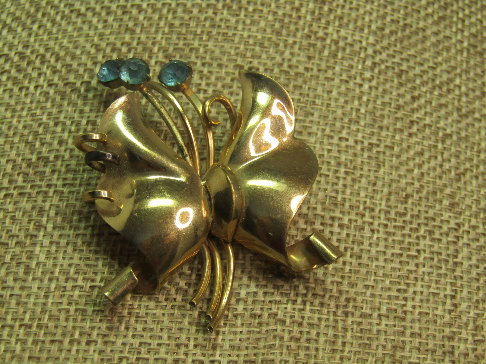 Vintage 12kt GF. Rhinestone Bow Brooch, Signed Regel, 1940's - 2