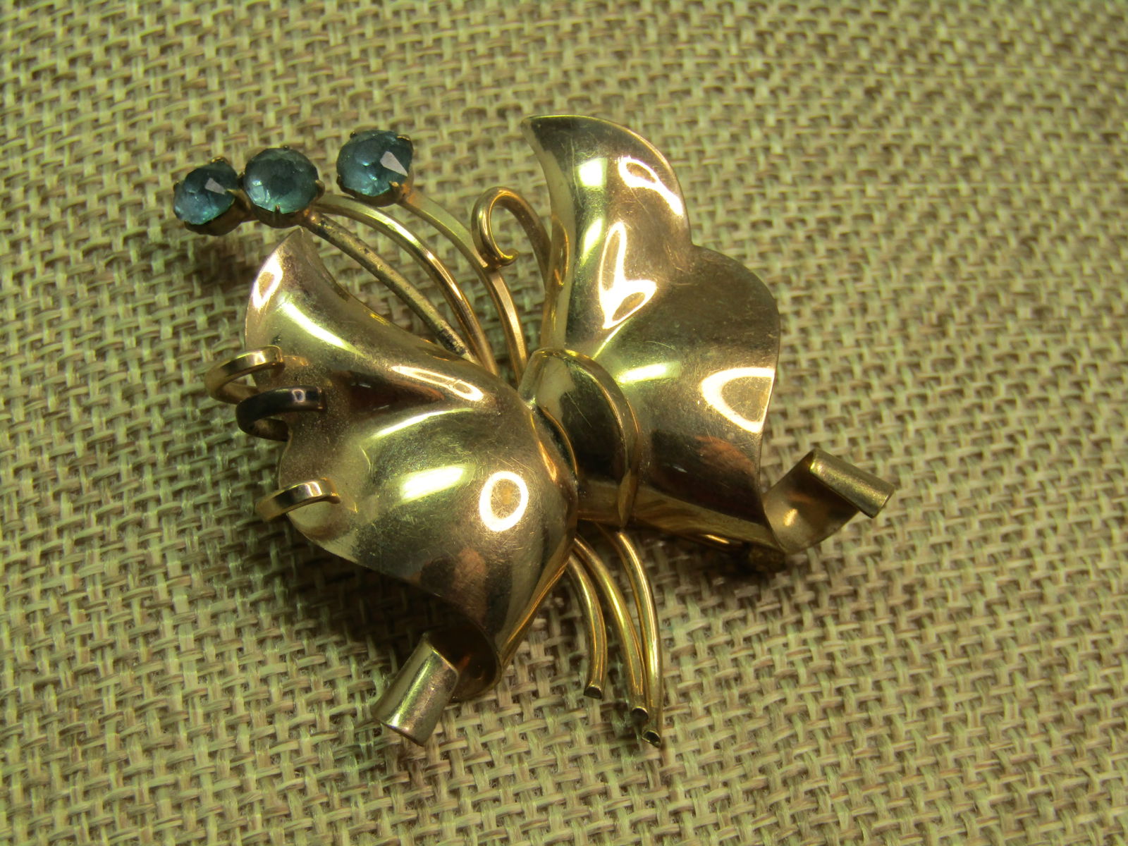 Vintage 12kt GF. Rhinestone Bow Brooch, Signed Regel, 1940's - 3
