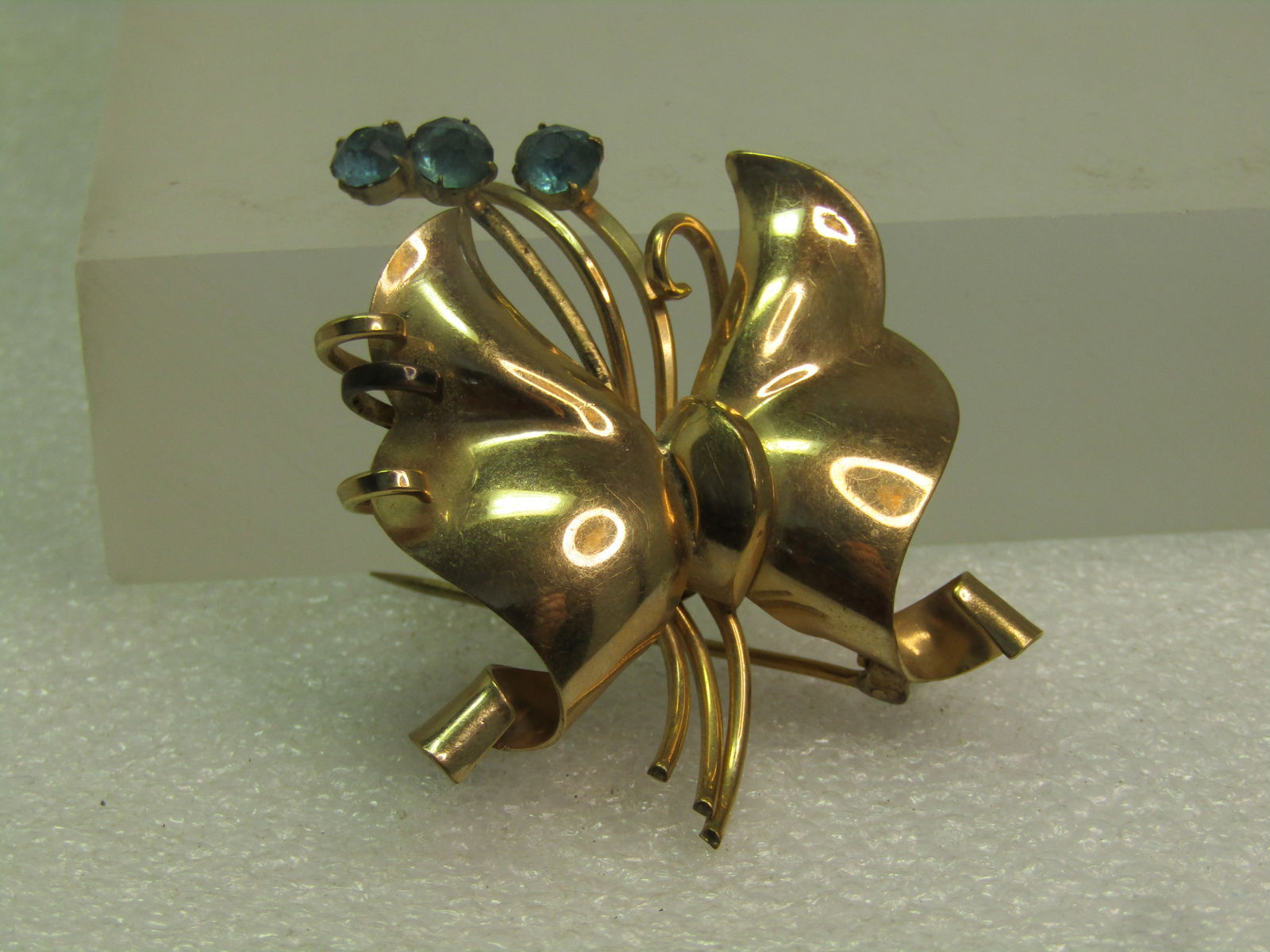 Vintage 12kt GF. Rhinestone Bow Brooch, Signed Regel, 1940's - 6