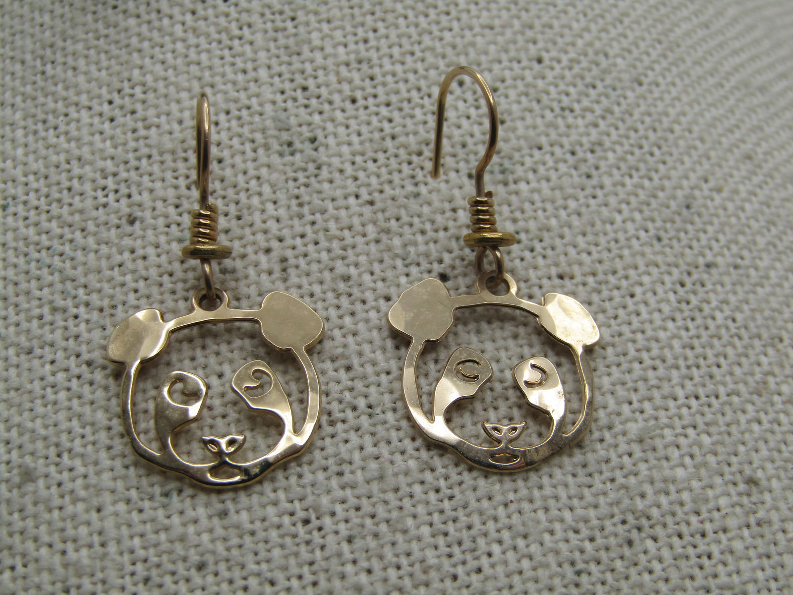14kt G.F. Wild Bryde Panda Earrings, on Original Card, 1990's - 2