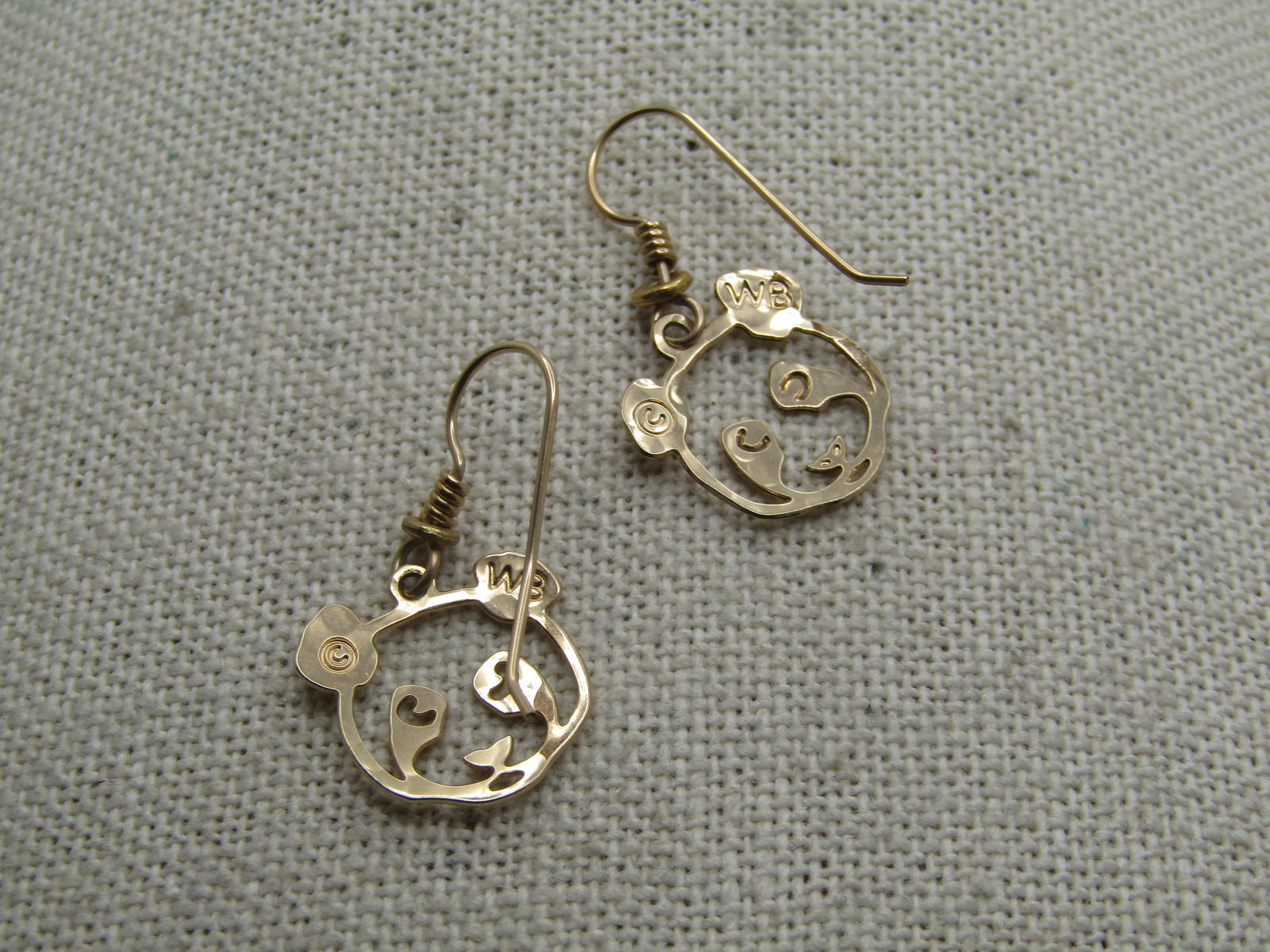 14kt G.F. Wild Bryde Panda Earrings, on Original Card, 1990's - 4
