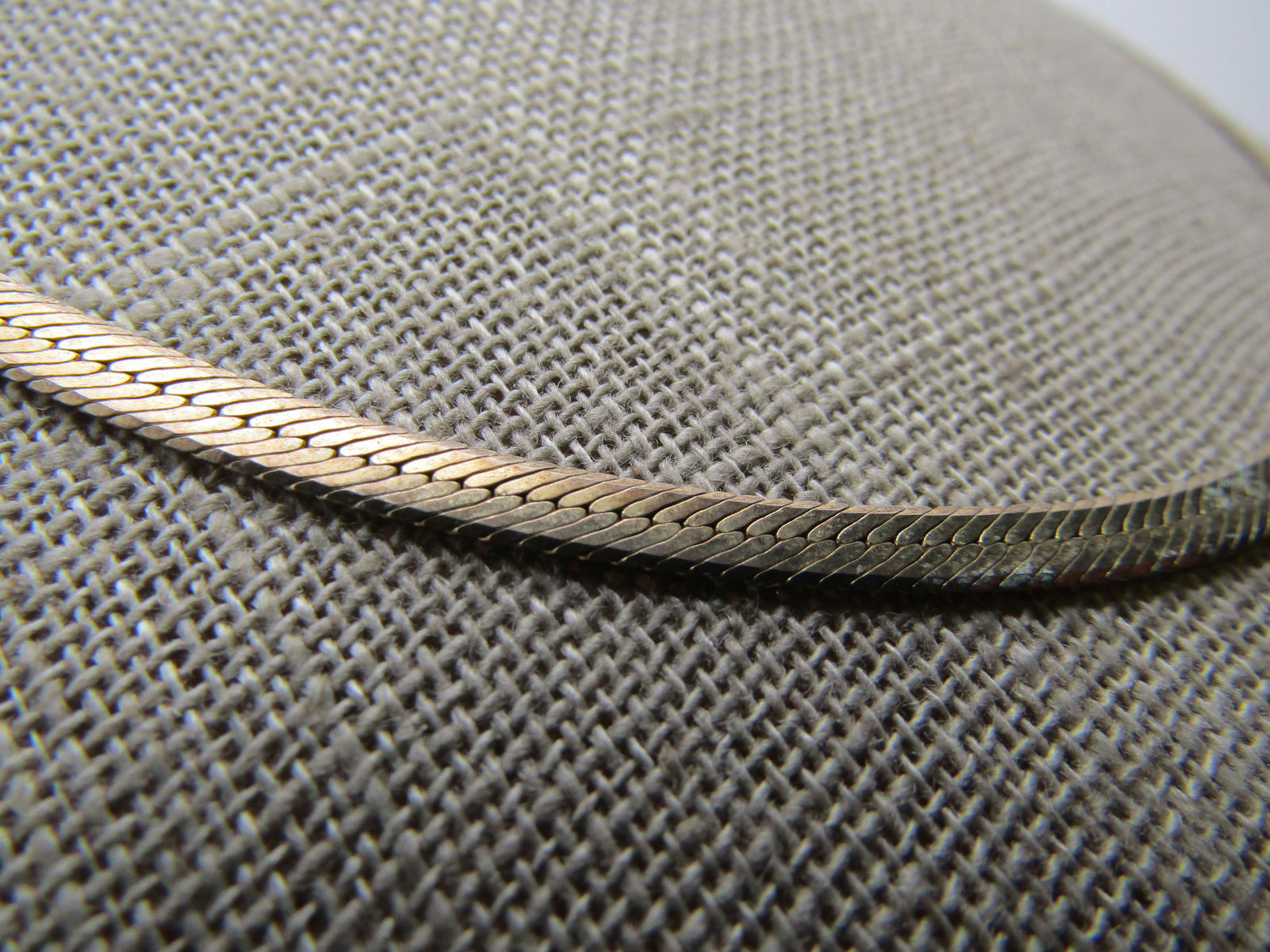 Vintage Sterling Vermeil Herringbone Necklace, 18", 3.5mm, 1980's-1990's, Signed - 4