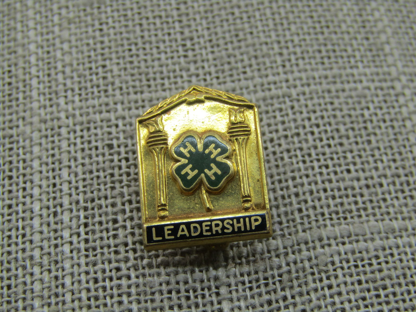 Vintage 4 H Leadership Brooch, Enameled, 1/20 10kt G.F. Sears Roebuck Award - 2