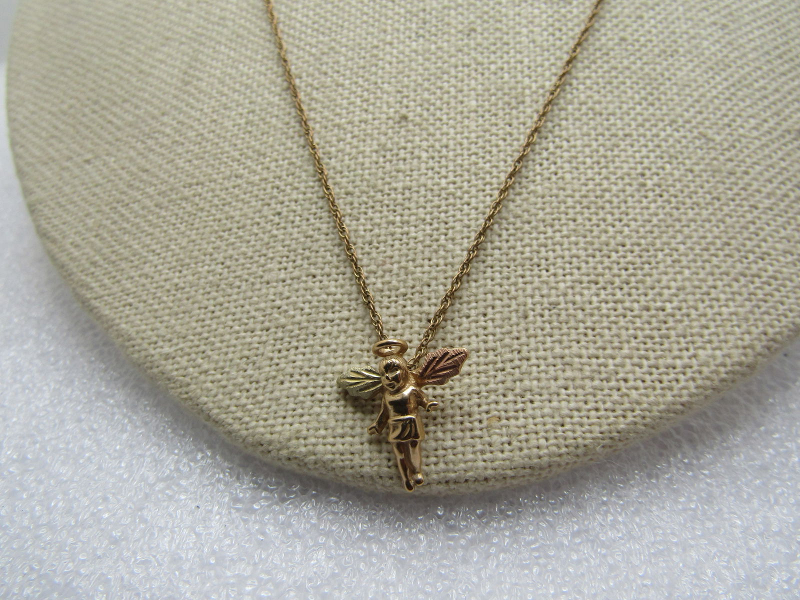 Vintage 10kt Gold Angel Pendant on 14kt G.F. Chain, 18", 1980's - 2