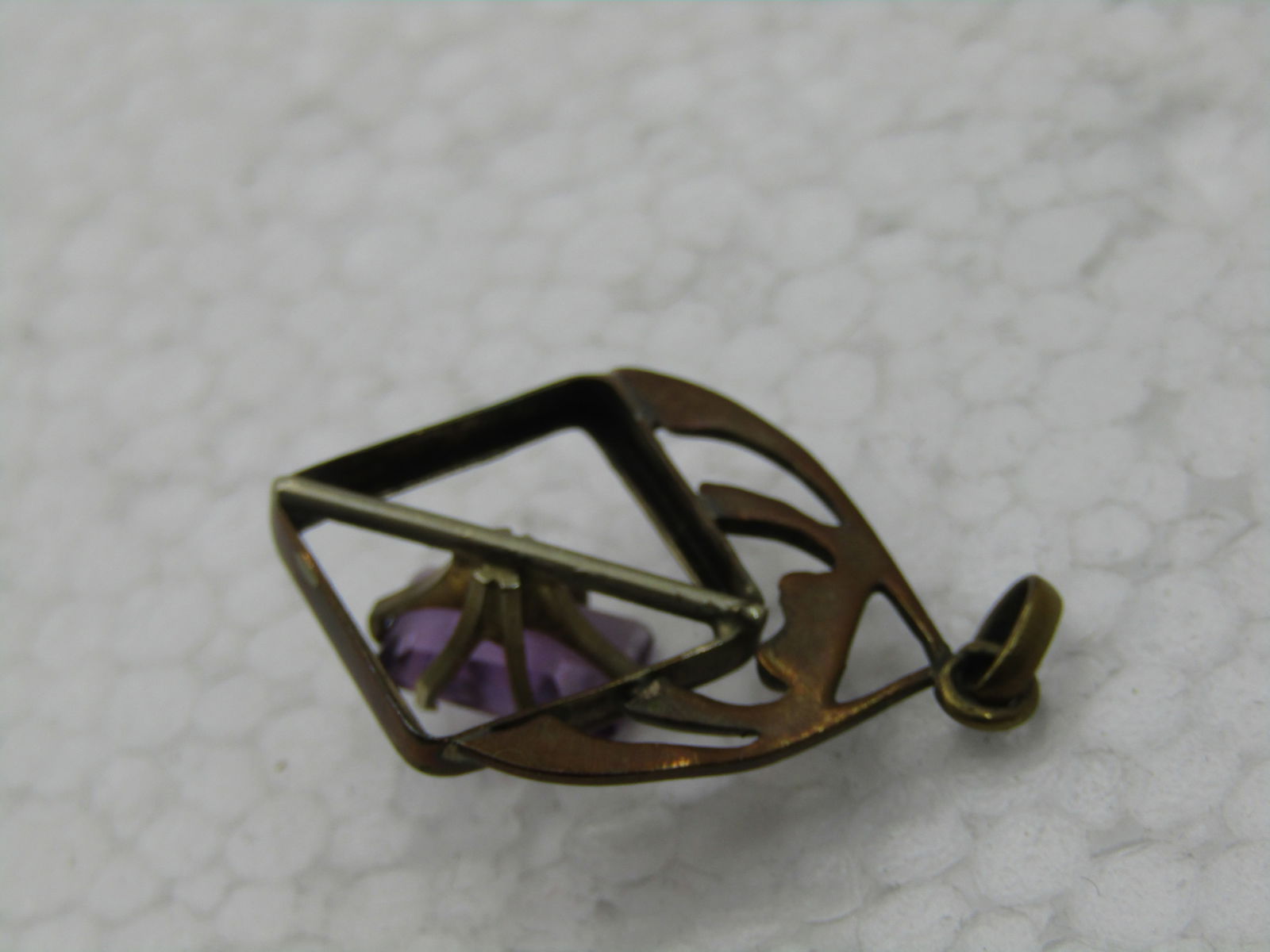 Vintage Art Noveau 10kt G.F. Amethyst Pendant, 1.25" , 2 CTW, Rose gold - 5