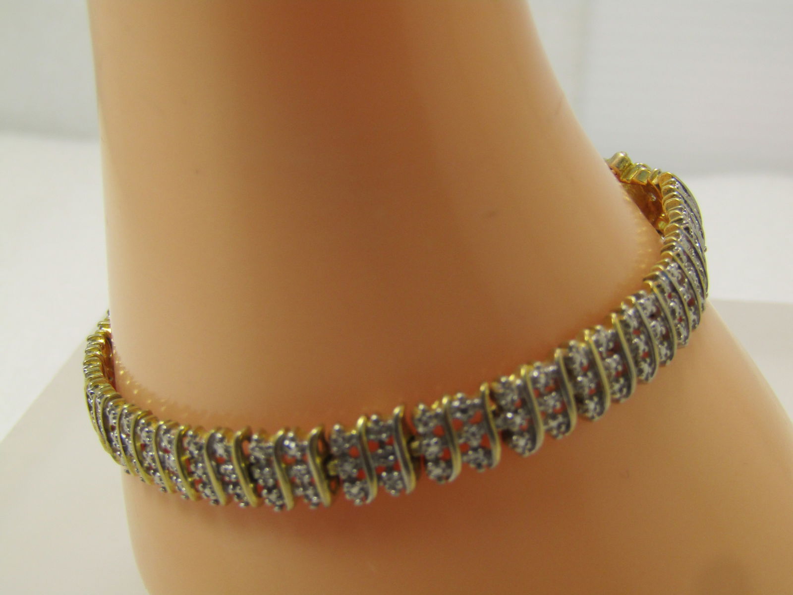 Vintage Sterling Vermeil Illusion Bracelet, 7.5", Signed, 1980's-1990's - 3