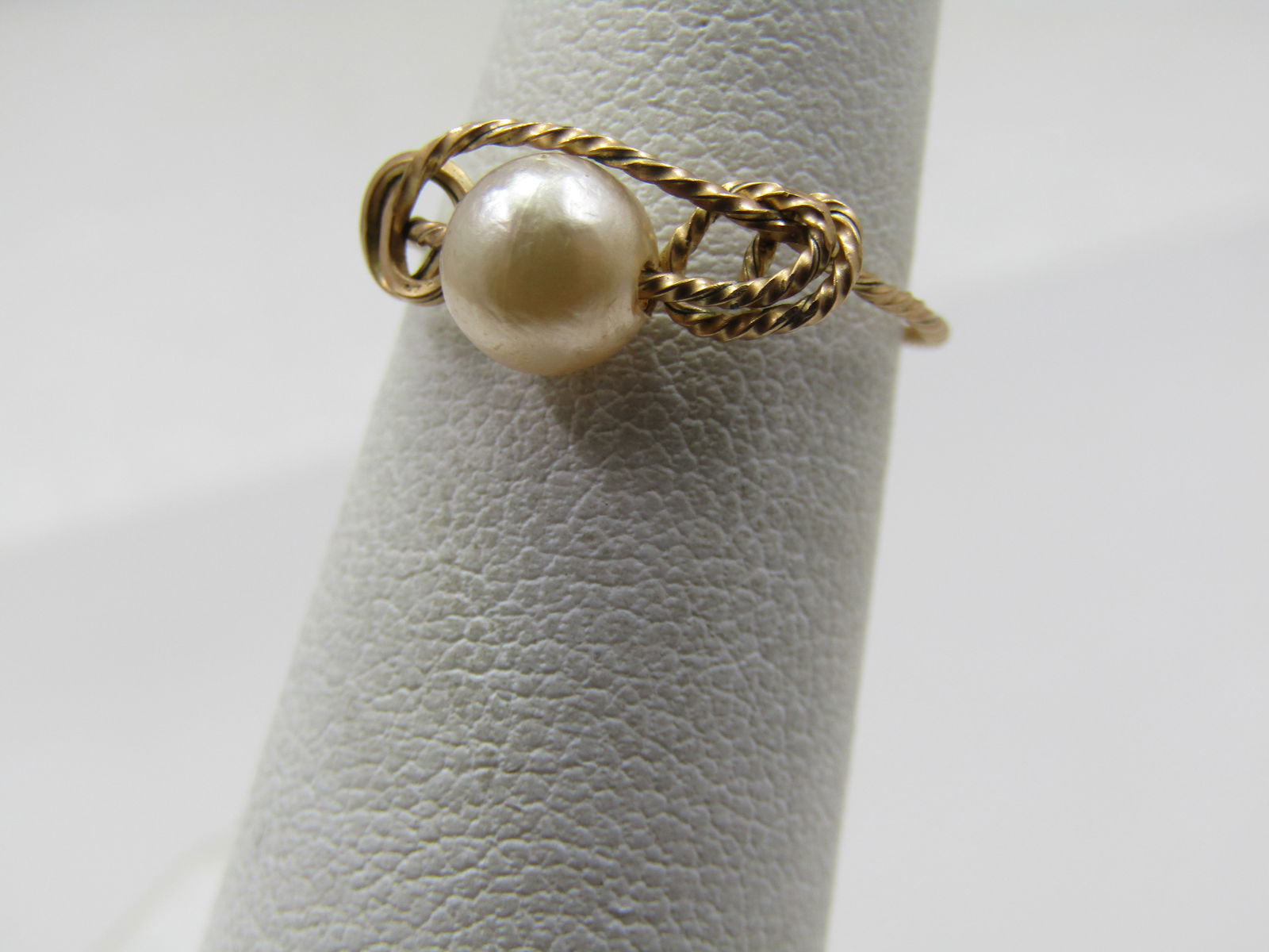 Vintage 10kt G.F. Cultured Pearl Ring, Hand Made, Sz. 4.5 - 3