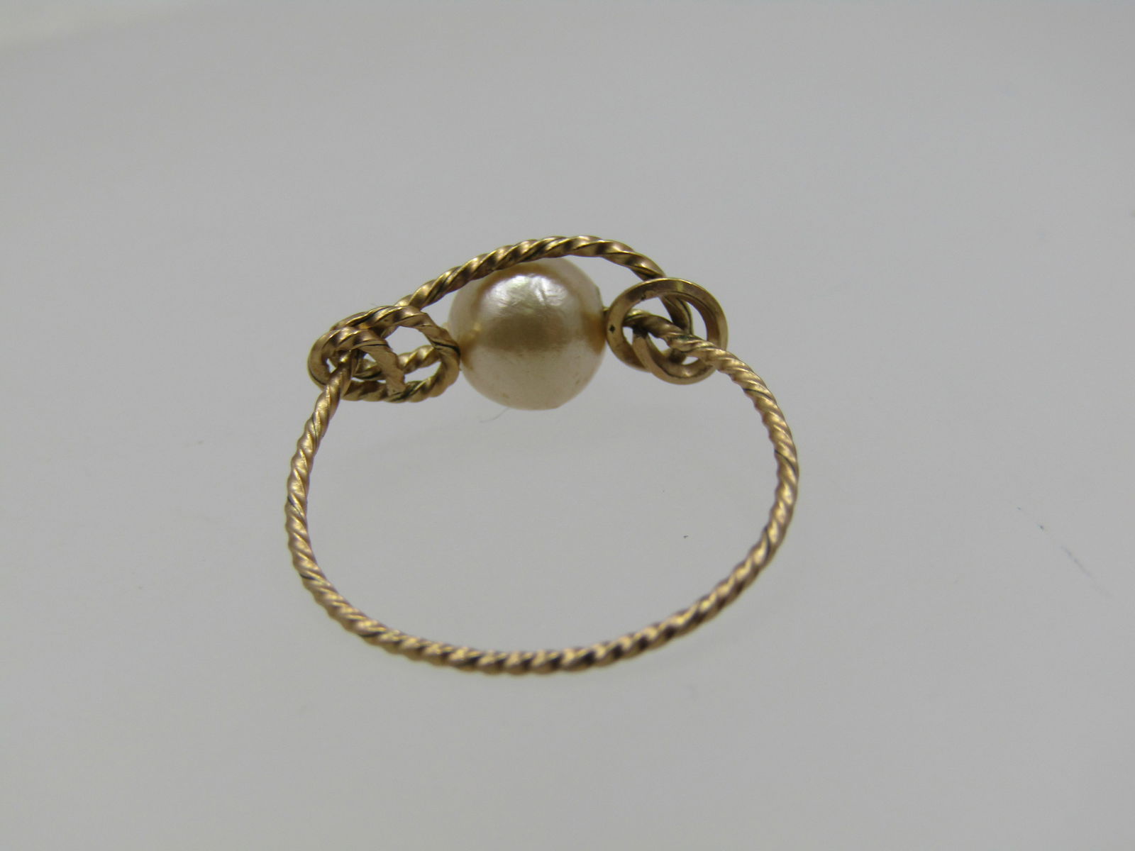 Vintage 10kt G.F. Cultured Pearl Ring, Hand Made, Sz. 4.5 - 5