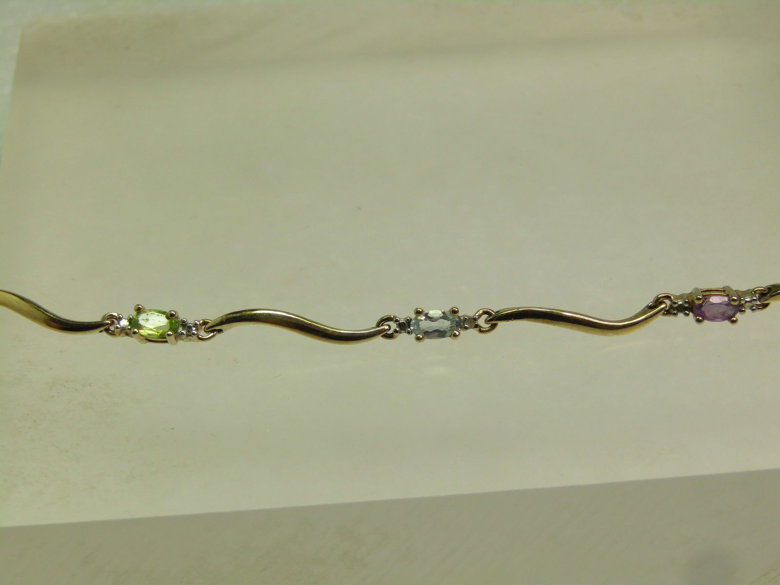 Gold over Sterling Peridot, Mixed Gem Bracelet, 7.25" Signed Marked .925. 1980's-1990's - 6