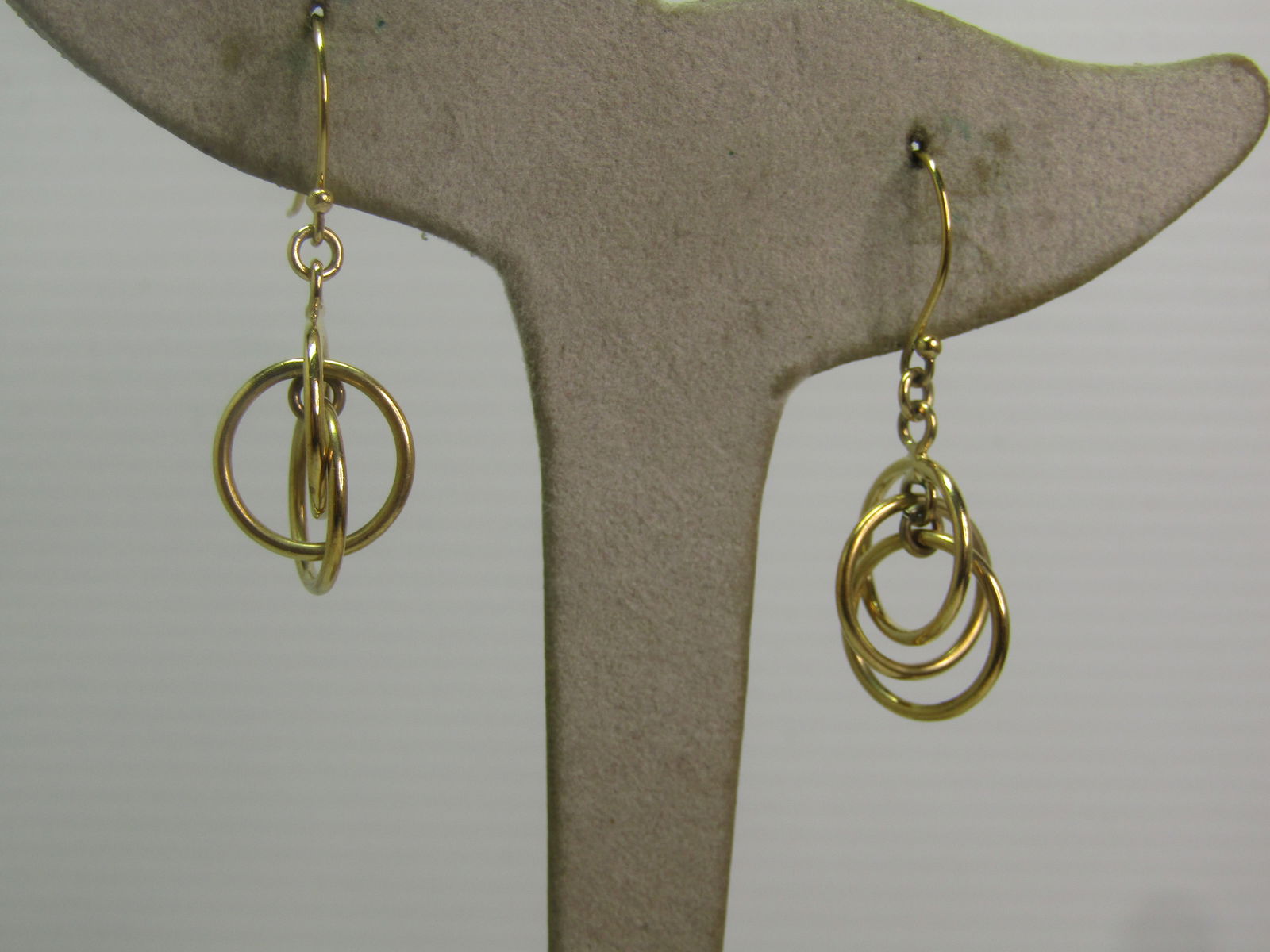 Vintage 10kt G.F. Dangle Triple Hoop Earrings, Pierced, 1970's-1980's - 3