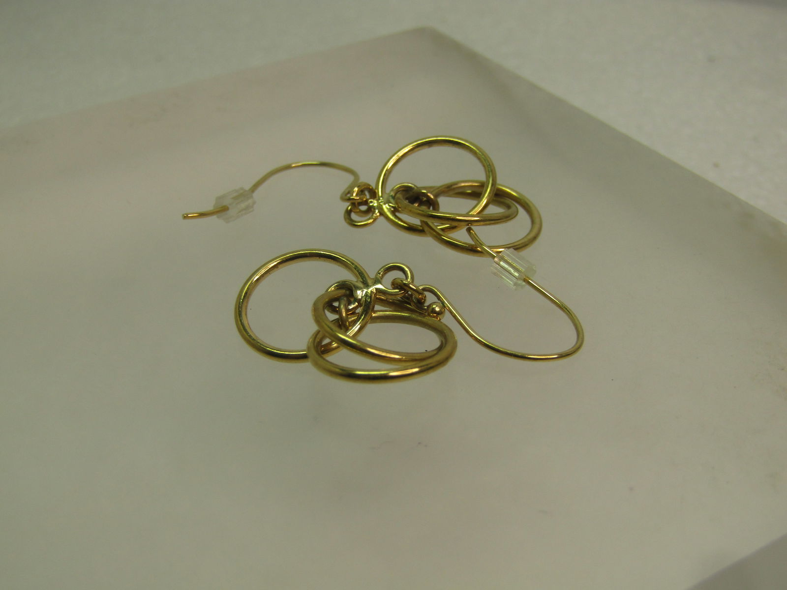 Vintage 10kt G.F. Dangle Triple Hoop Earrings, Pierced, 1970's-1980's - 5