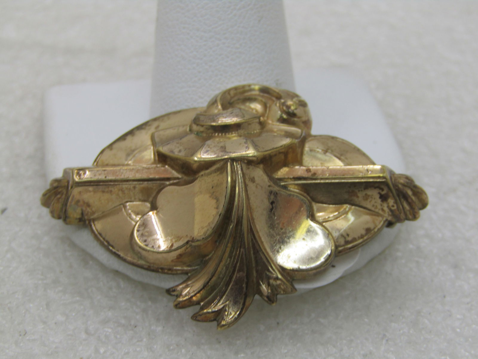 Vintage 10kt G.F. Art Nouveau Brooch, Hollow Design, 2" (1 of 6)