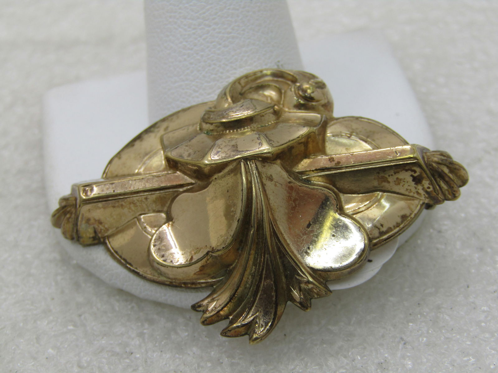 Vintage 10kt G.F. Art Nouveau Brooch, Hollow Design, 2" - 2