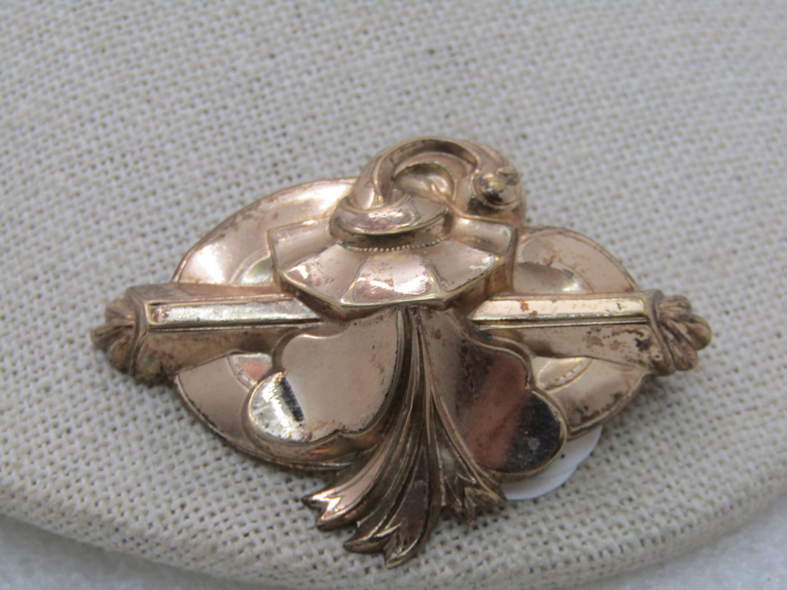Vintage 10kt G.F. Art Nouveau Brooch, Hollow Design, 2" - 3