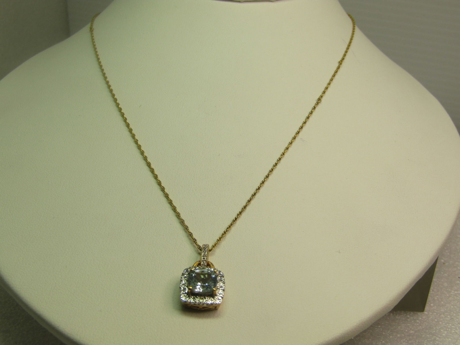 Sterling Vermeil Blue Spinel Illusion Necklace, 18" 1980's-1990's, Signed - 3