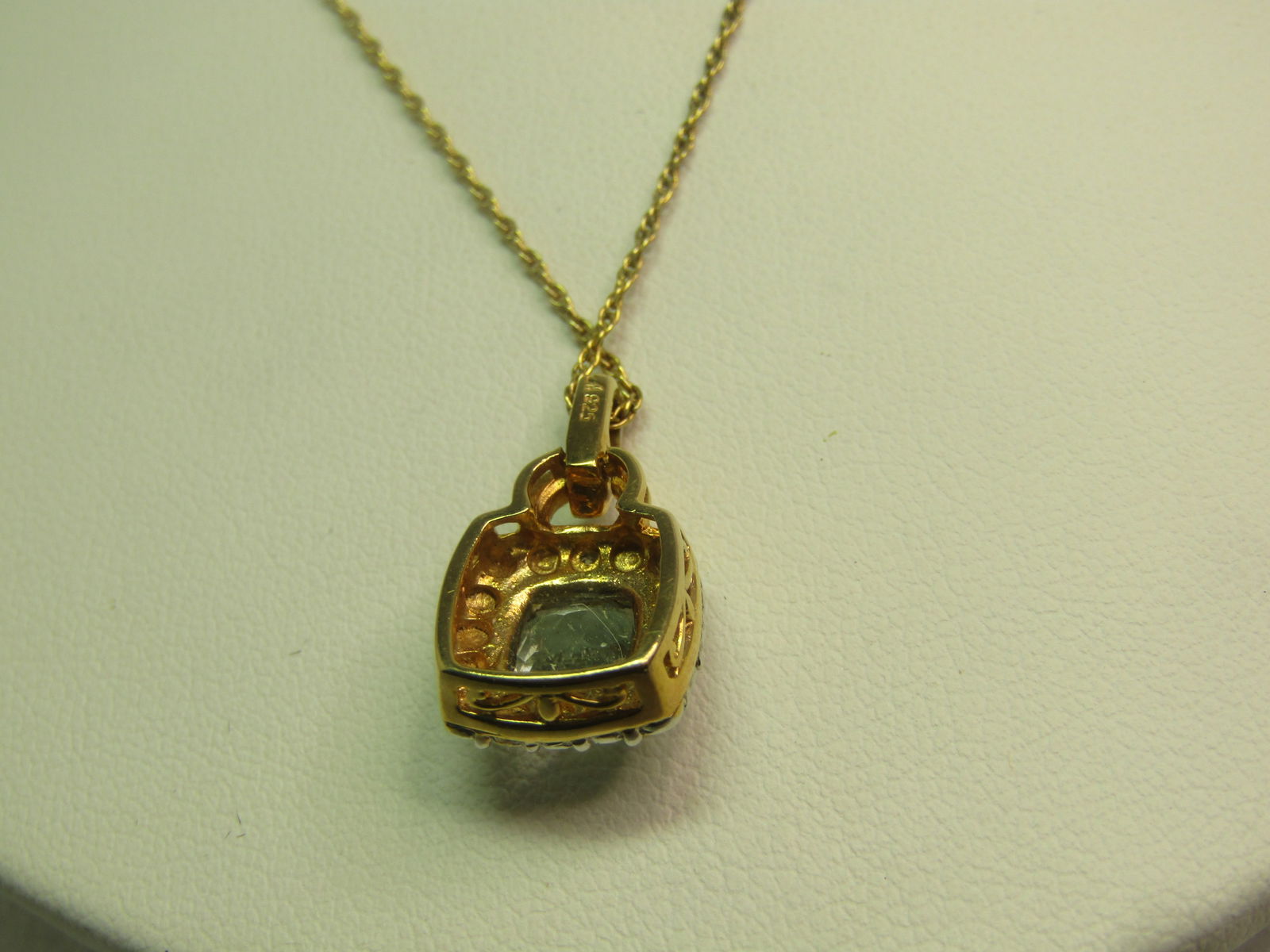 Sterling Vermeil Blue Spinel Illusion Necklace, 18" 1980's-1990's, Signed - 4