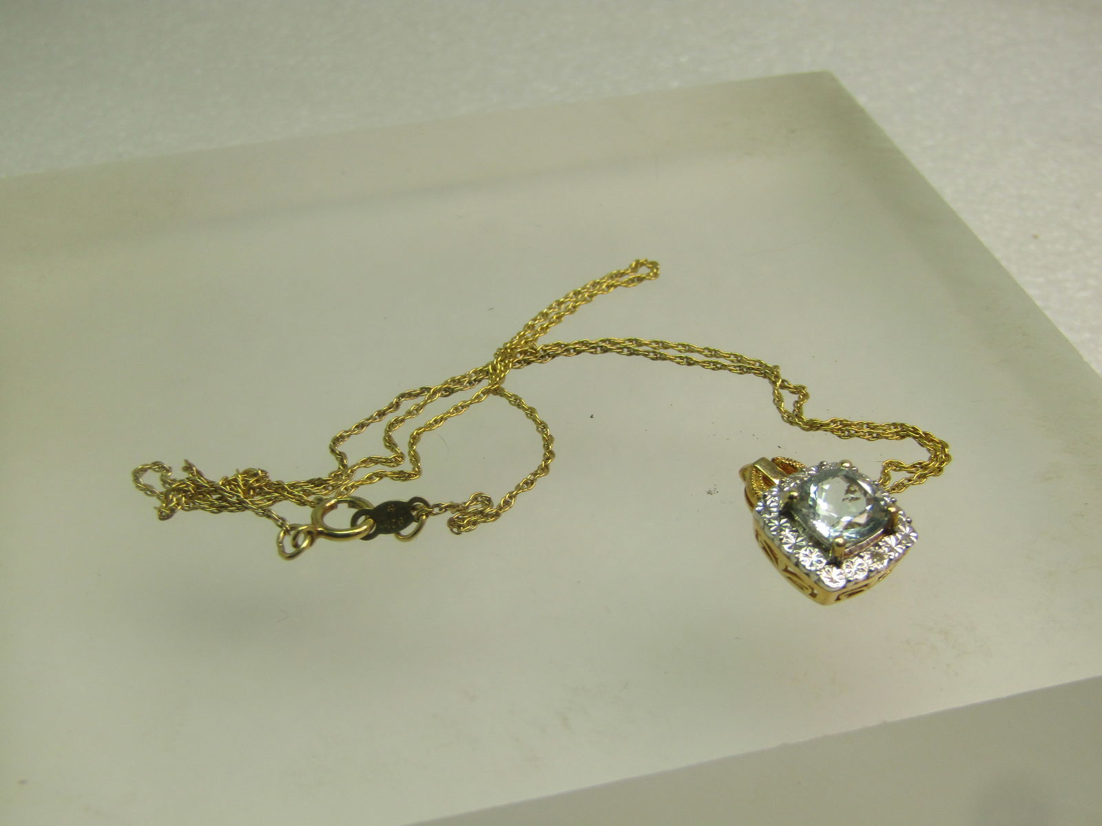 Sterling Vermeil Blue Spinel Illusion Necklace, 18" 1980's-1990's, Signed - 5