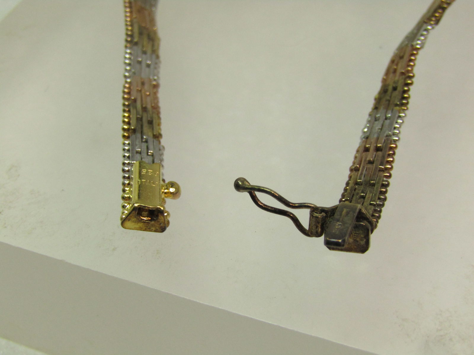 Vintage Sterling Vermeil Riccio Bracelet, CZ and Floral Accents, 1990's, 7.25, Signed Milor, Italy - 7