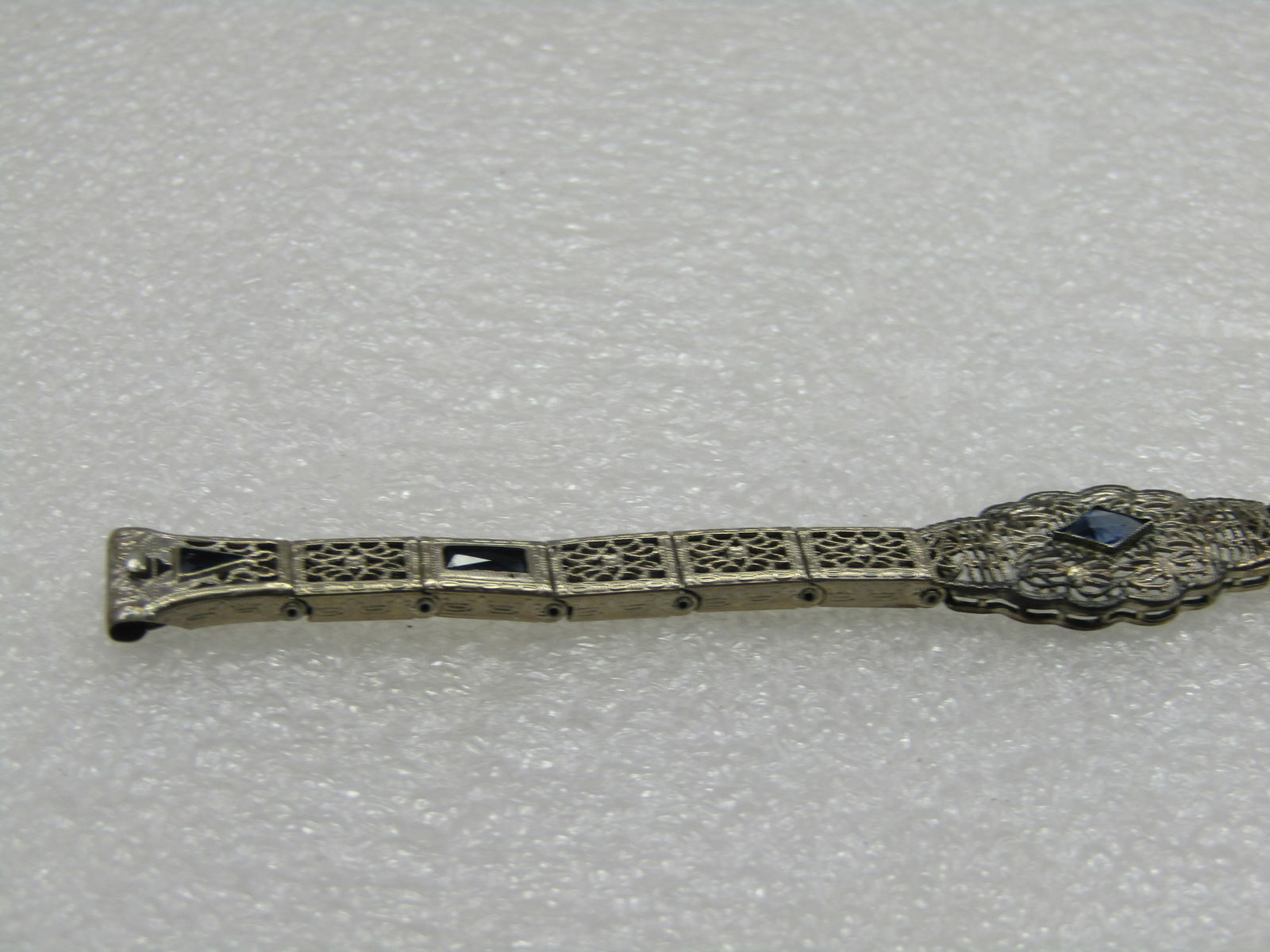 Vintage Anne Louise Simulated Sapphire Art Deco Watch Band, 12kt G.F. - 3