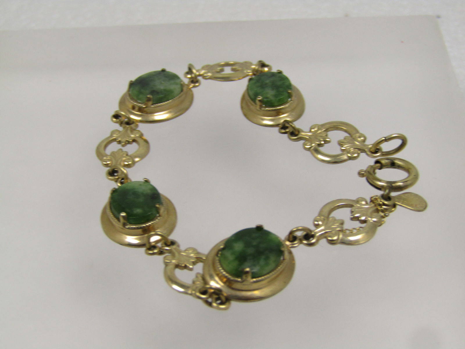 Vintage 12kt G.F. Green Quartz Bracelet ,7.25", Signed AMCO, 1940's-1960's - 3