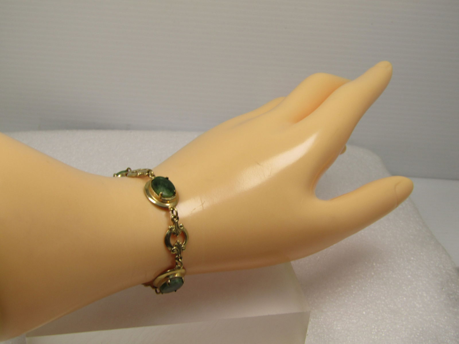 Vintage 12kt G.F. Green Quartz Bracelet ,7.25", Signed AMCO, 1940's-1960's - 5