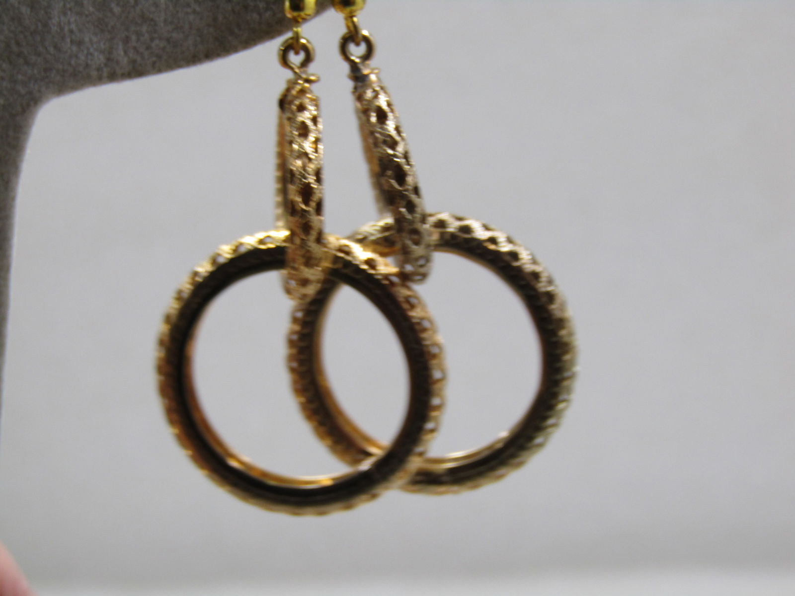 Vintage Filigree Double Hoop Pierced Earrings, 10kt G.F. - 3