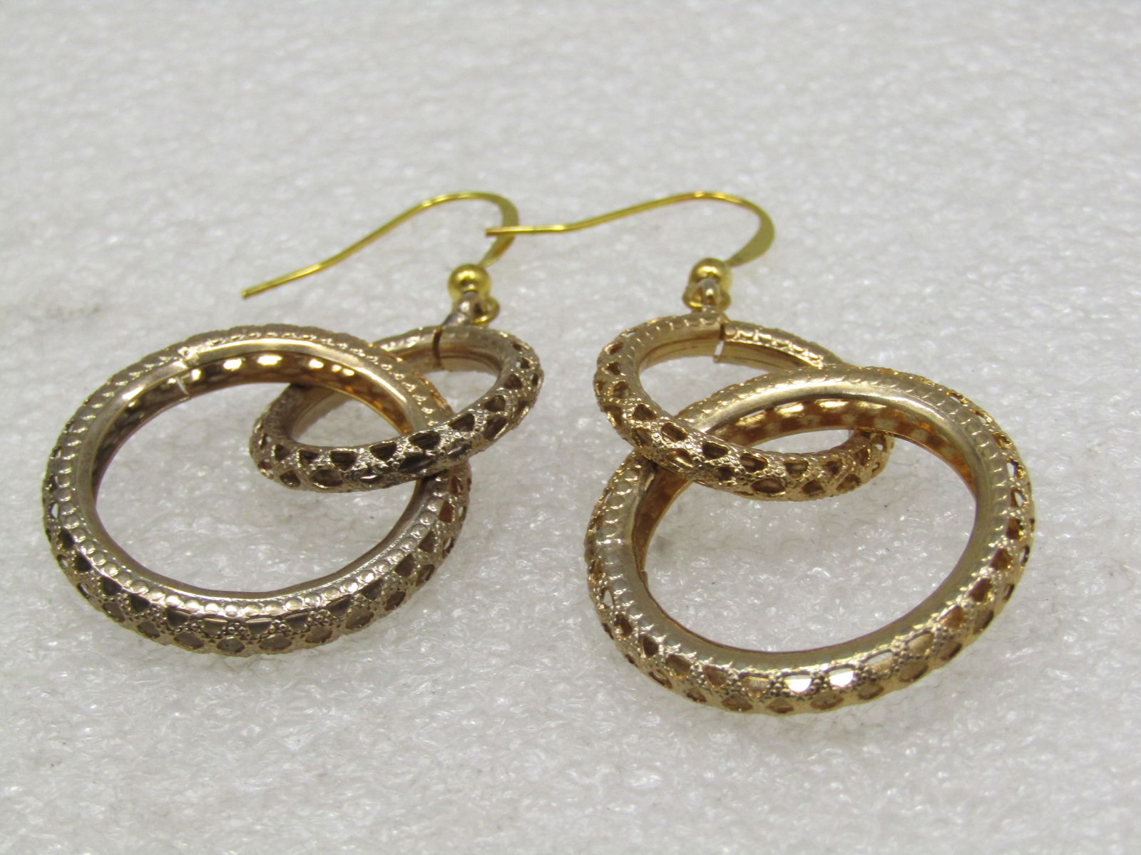 Vintage Filigree Double Hoop Pierced Earrings, 10kt G.F. - 4
