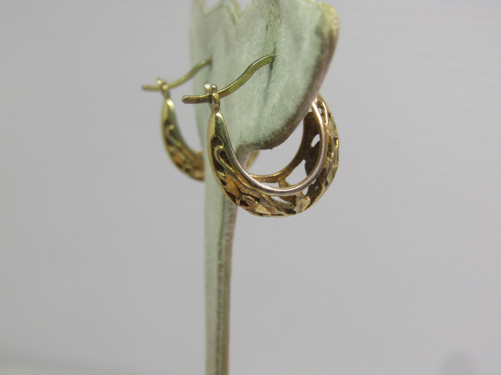 Sterling Vermeil Open Scrolled Hoop Earrings, Pierced, Turkey, 1980's. - 4