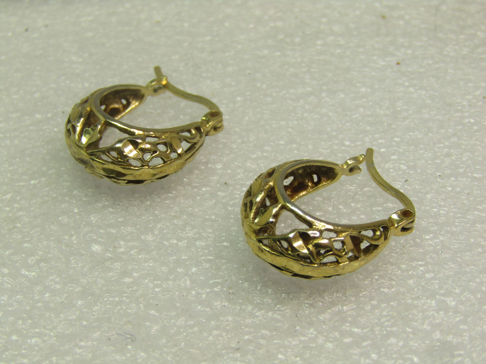 Sterling Vermeil Open Scrolled Hoop Earrings, Pierced, Turkey, 1980's. - 6