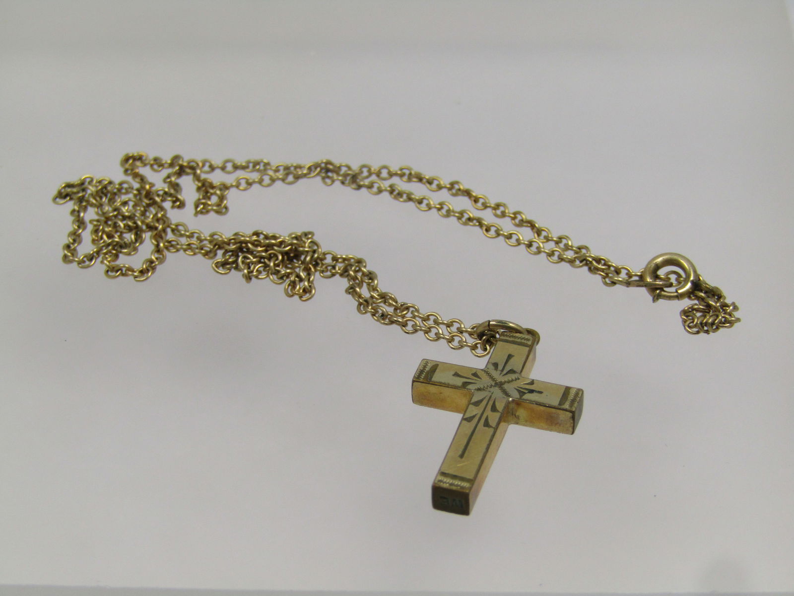 Vintage 12kt G.F. Cross Necklace, 18", Signed Luster, 1930's-1940's - 5