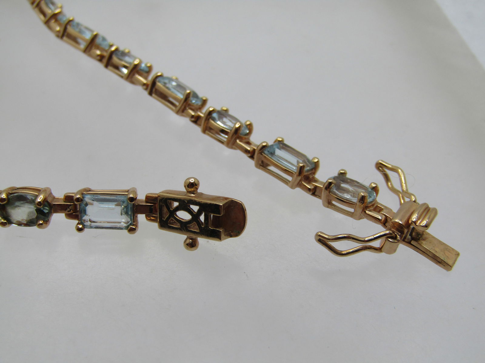 Sterling Vermeil Blue Topaz Bracelet, 7.5", 1980's-1990's, Signed - 5