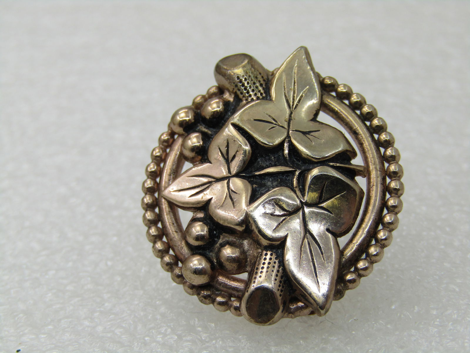 Art Nouveu Leaf Brooch, 10kt G.F. Two-Tone, Yellow & Rose Gold, 1-1/8" - 3