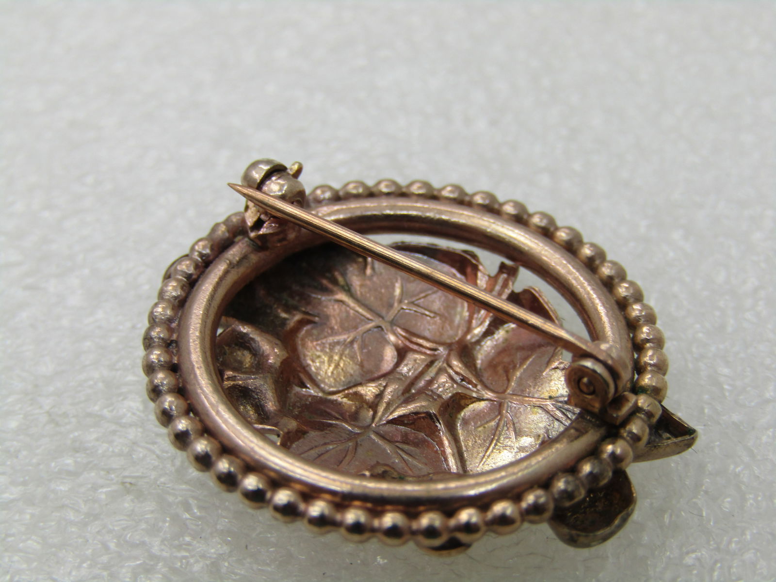 Art Nouveu Leaf Brooch, 10kt G.F. Two-Tone, Yellow & Rose Gold, 1-1/8" - 5