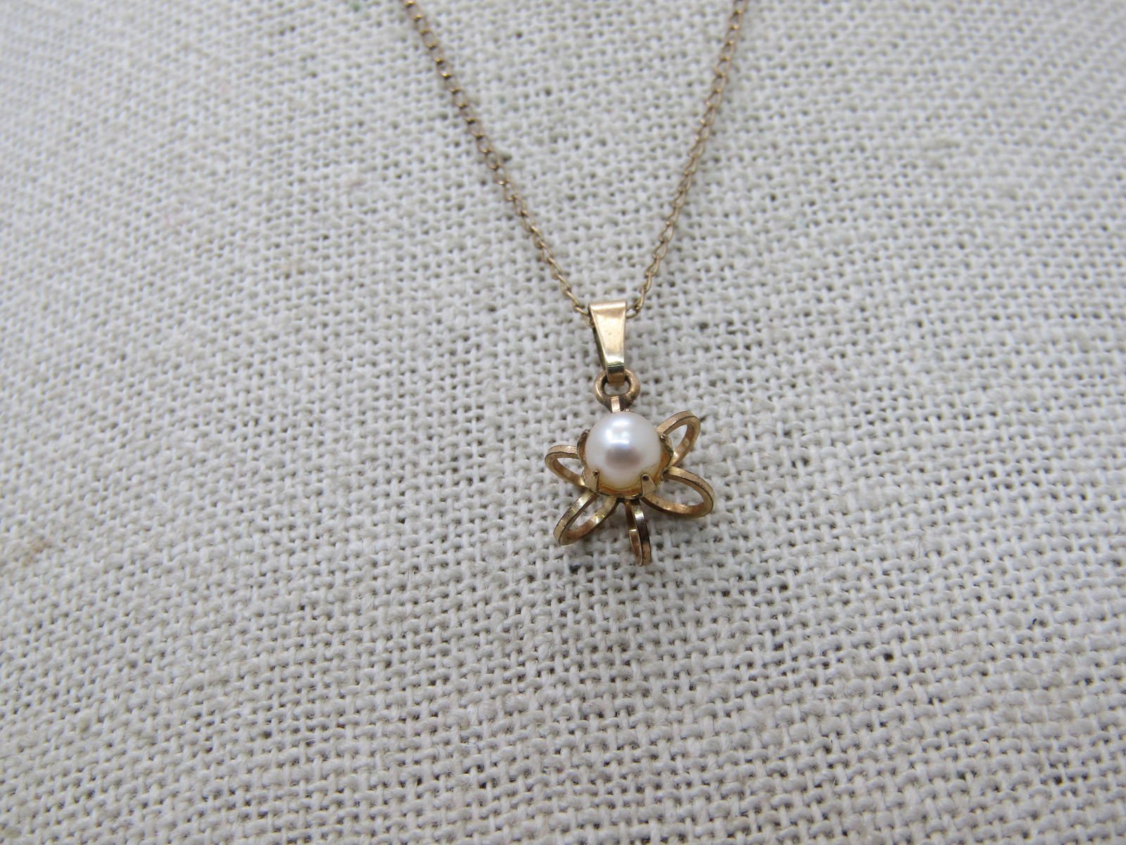 Vintage 12kt g.F. Faux Pearl Necklace, 15" Chain - 3