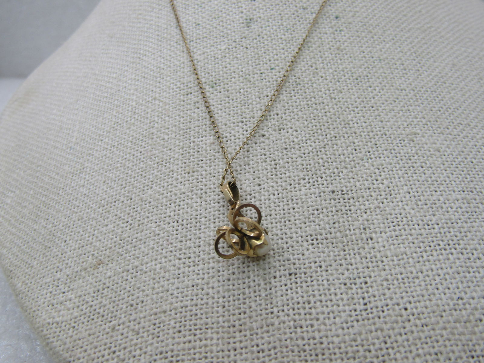 Vintage 12kt g.F. Faux Pearl Necklace, 15" Chain - 5