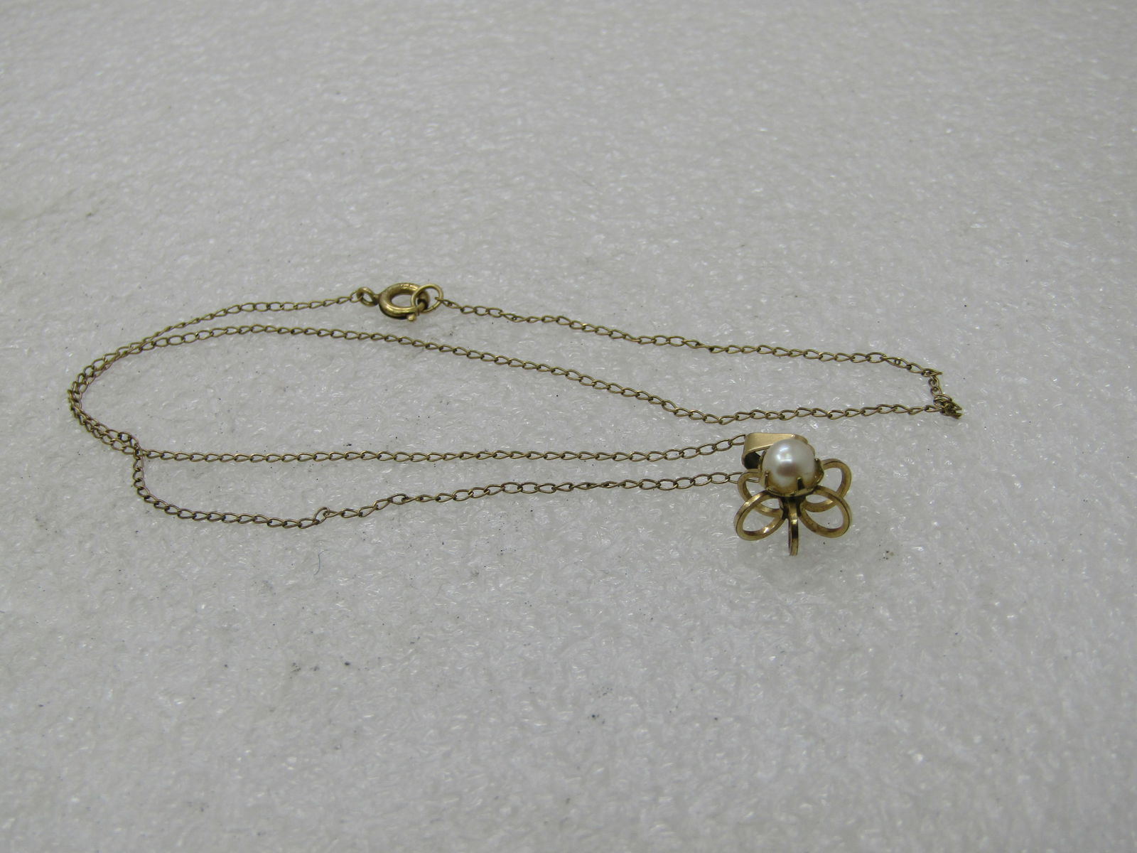 Vintage 12kt g.F. Faux Pearl Necklace, 15" Chain - 6